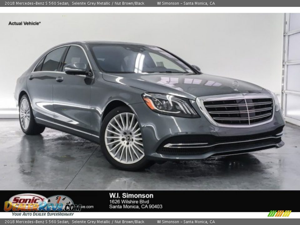 2018 Mercedes-Benz S 560 Sedan Selenite Grey Metallic / Nut Brown/Black Photo #1