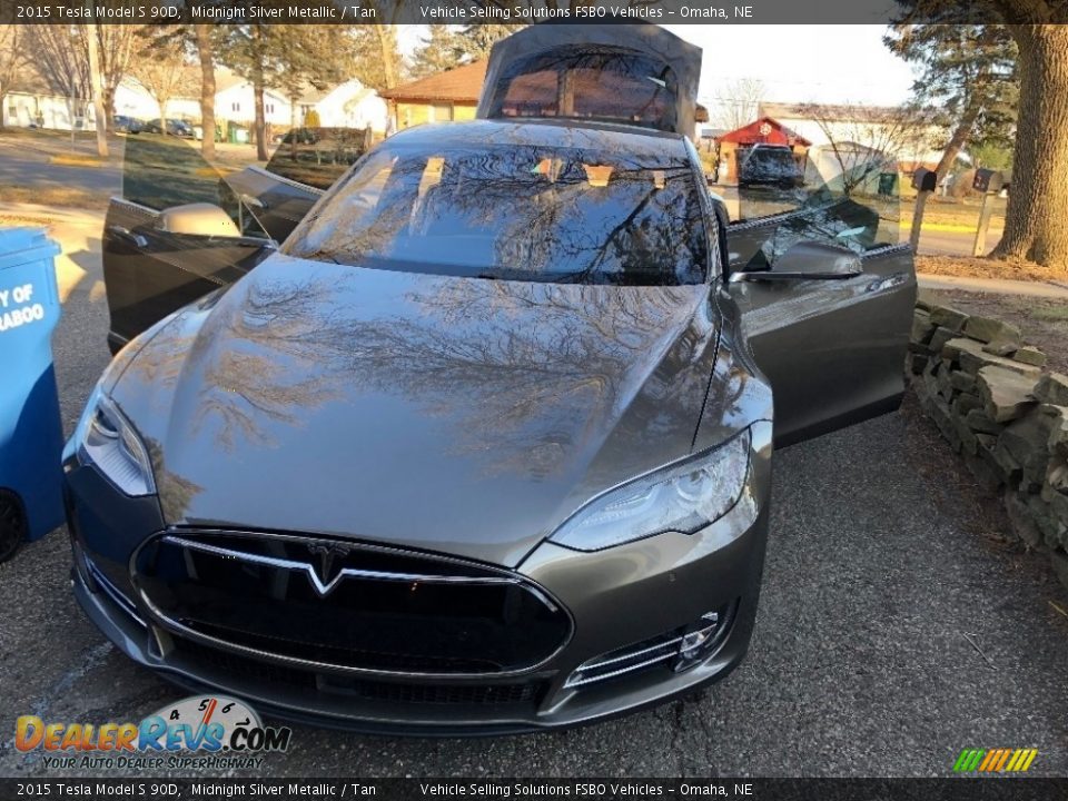 2015 Tesla Model S 90D Midnight Silver Metallic / Tan Photo #1