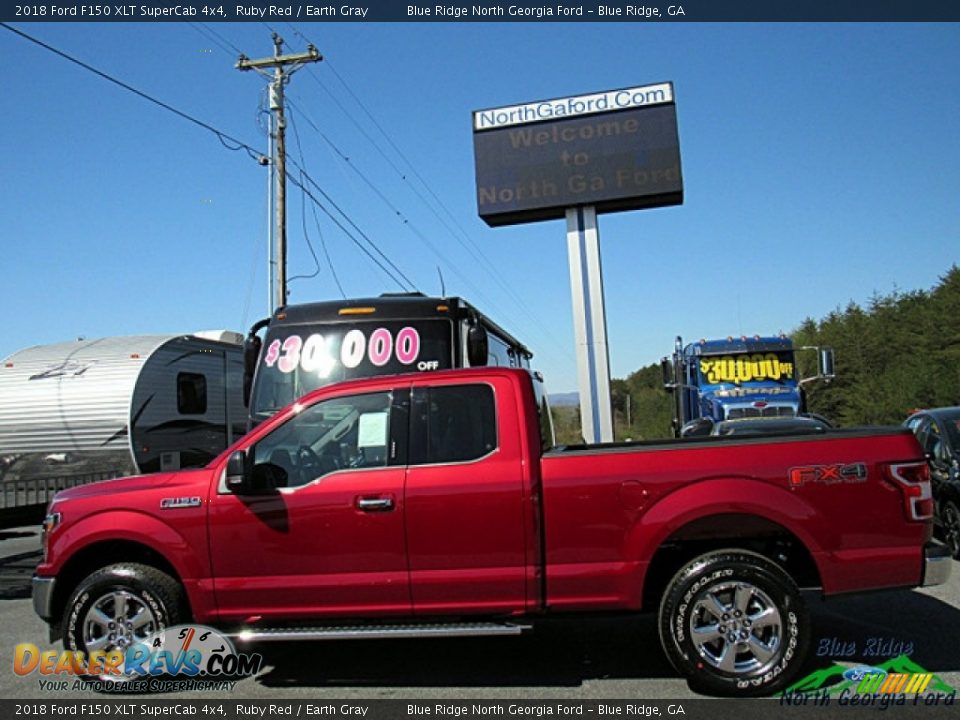 2018 Ford F150 XLT SuperCab 4x4 Ruby Red / Earth Gray Photo #2