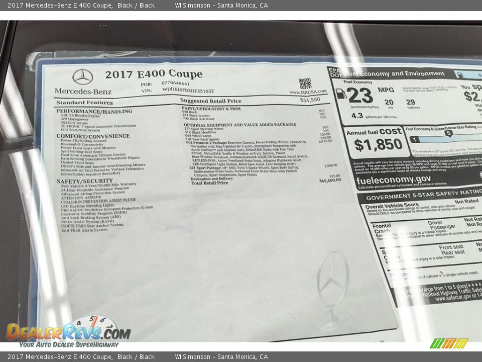 2017 Mercedes-Benz E 400 Coupe Black / Black Photo #12
