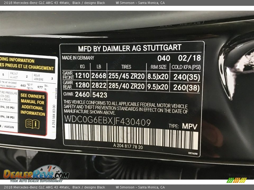 2018 Mercedes-Benz GLC AMG 43 4Matic Black / designo Black Photo #23
