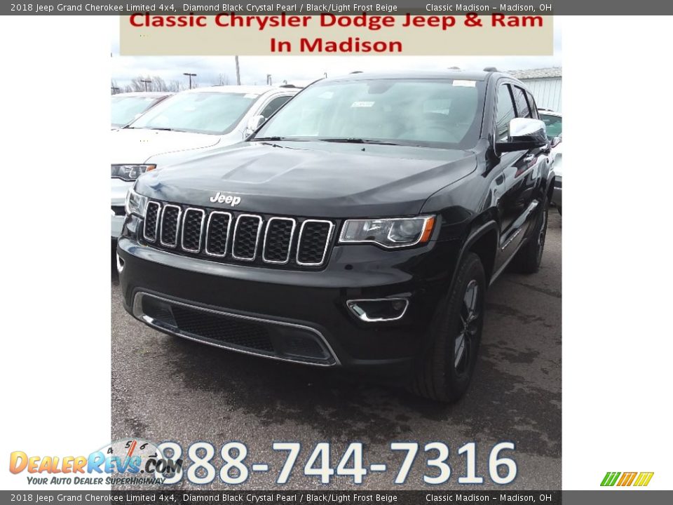 2018 Jeep Grand Cherokee Limited 4x4 Diamond Black Crystal Pearl / Black/Light Frost Beige Photo #1