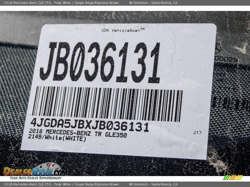 2018 Mercedes-Benz GLE 350 Polar White / Ginger Beige/Espresso Brown Photo #10