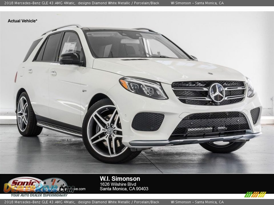 2018 Mercedes-Benz GLE 43 AMG 4Matic designo Diamond White Metallic / Porcelain/Black Photo #1