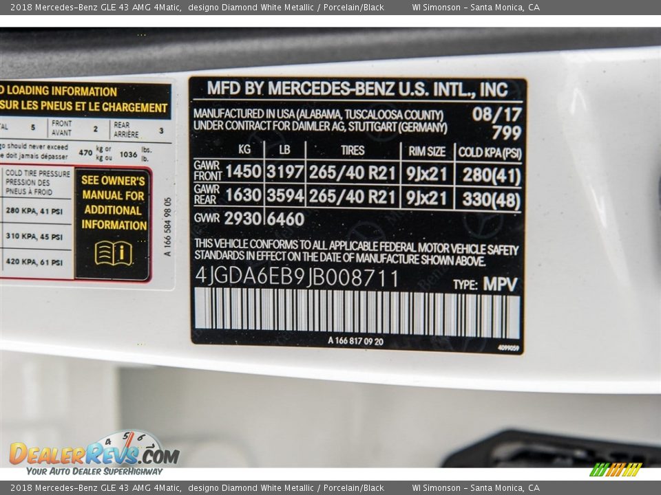 2018 Mercedes-Benz GLE 43 AMG 4Matic designo Diamond White Metallic / Porcelain/Black Photo #10