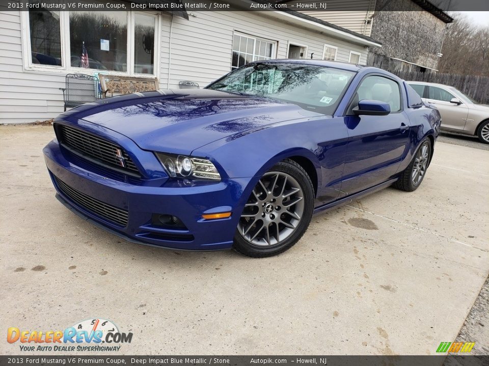 2013 Ford Mustang V6 Premium Coupe Deep Impact Blue Metallic / Stone Photo #1