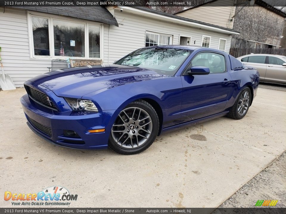 2013 Ford Mustang V6 Premium Coupe Deep Impact Blue Metallic / Stone Photo #2