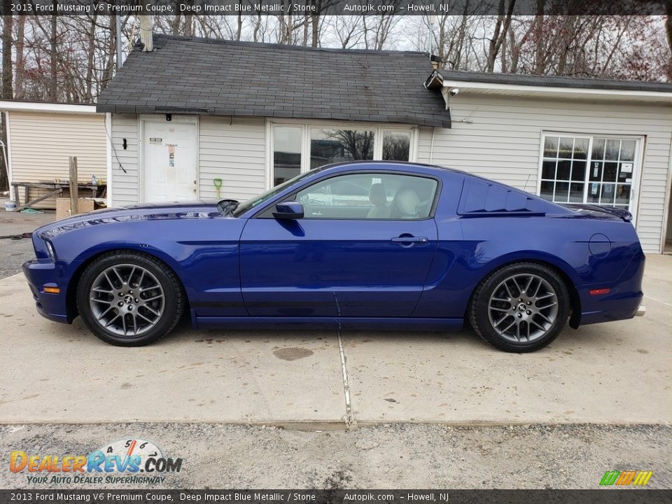 2013 Ford Mustang V6 Premium Coupe Deep Impact Blue Metallic / Stone Photo #3