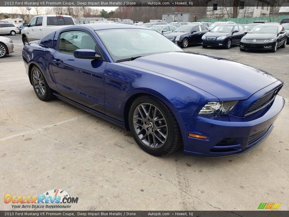 2013 Ford Mustang V6 Premium Coupe Deep Impact Blue Metallic / Stone Photo #6