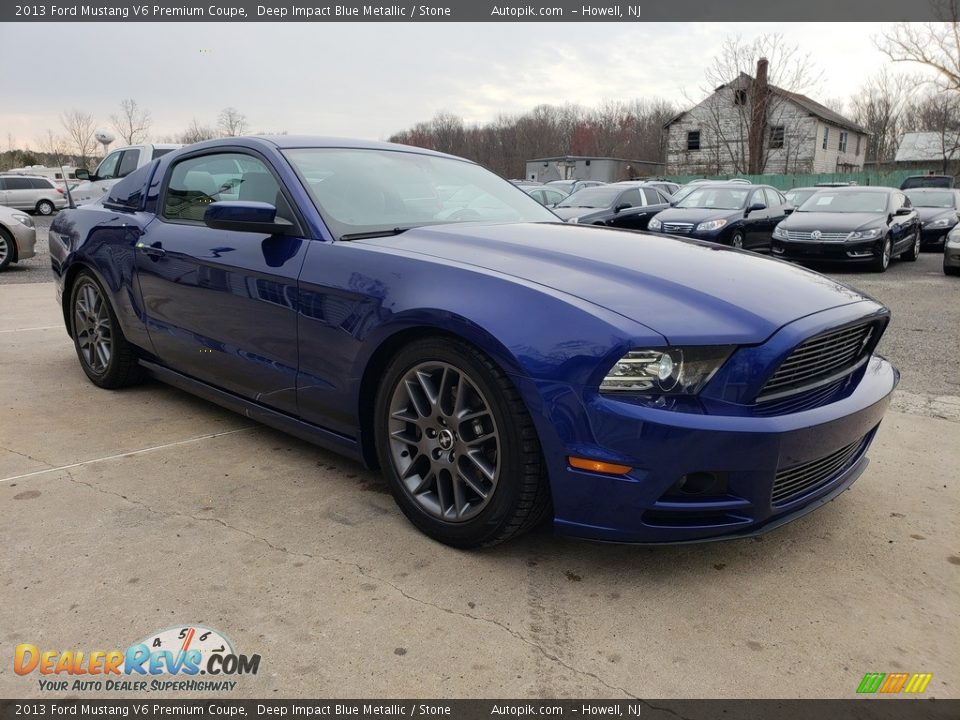 2013 Ford Mustang V6 Premium Coupe Deep Impact Blue Metallic / Stone Photo #7