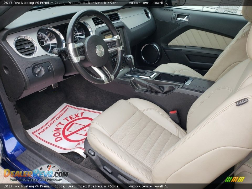 2013 Ford Mustang V6 Premium Coupe Deep Impact Blue Metallic / Stone Photo #14