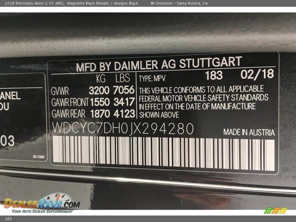 Mercedes-Benz Color Code 183 Magnetite Black Metallic