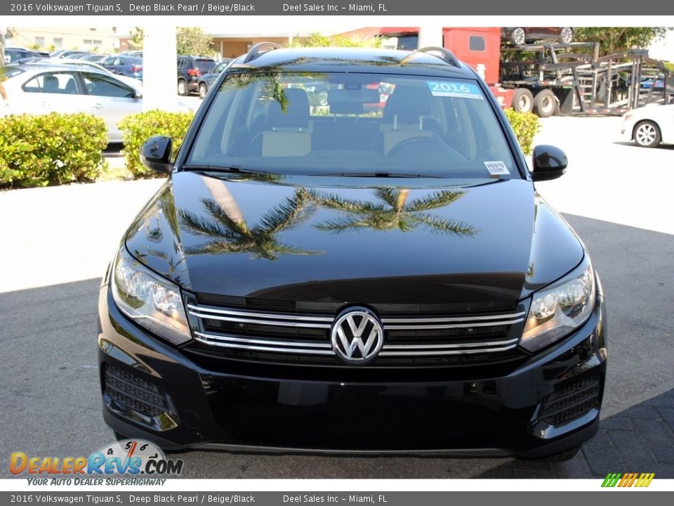 2016 Volkswagen Tiguan S Deep Black Pearl / Beige/Black Photo #3