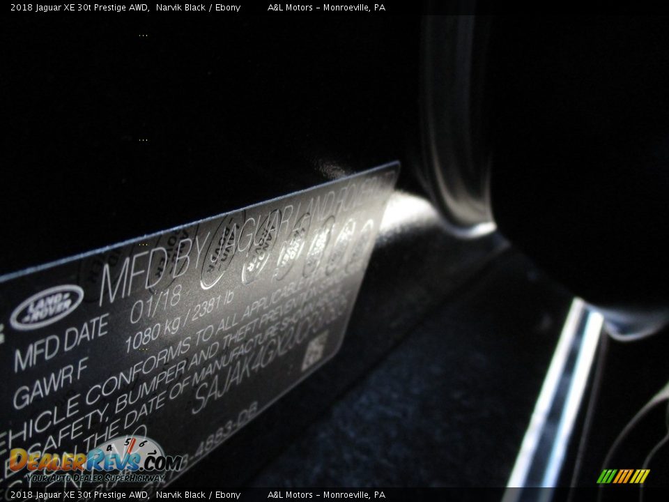 2018 Jaguar XE 30t Prestige AWD Narvik Black / Ebony Photo #19