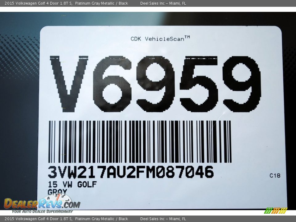 2015 Volkswagen Golf 4 Door 1.8T S Platinum Gray Metallic / Black Photo #20