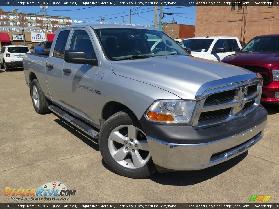 2012 Dodge Ram 1500 ST Quad Cab 4x4 Bright Silver Metallic / Dark Slate Gray/Medium Graystone Photo #3