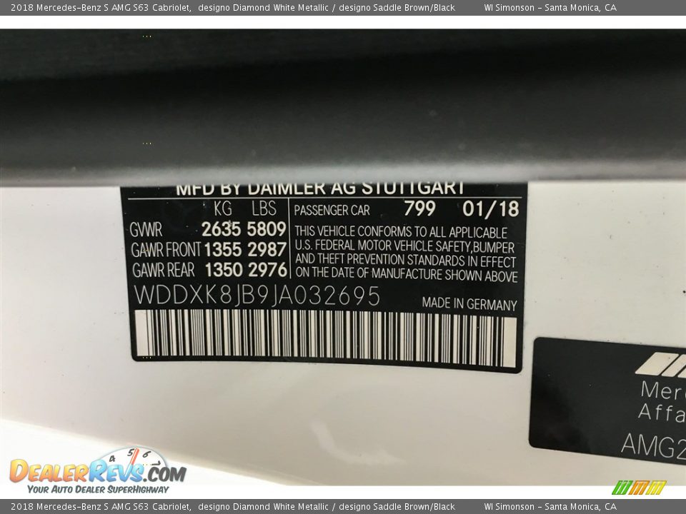 2018 Mercedes-Benz S AMG S63 Cabriolet designo Diamond White Metallic / designo Saddle Brown/Black Photo #23