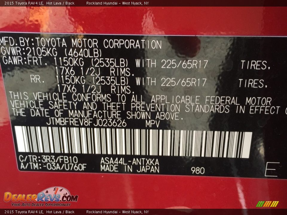 2015 Toyota RAV4 LE Hot Lava / Black Photo #30