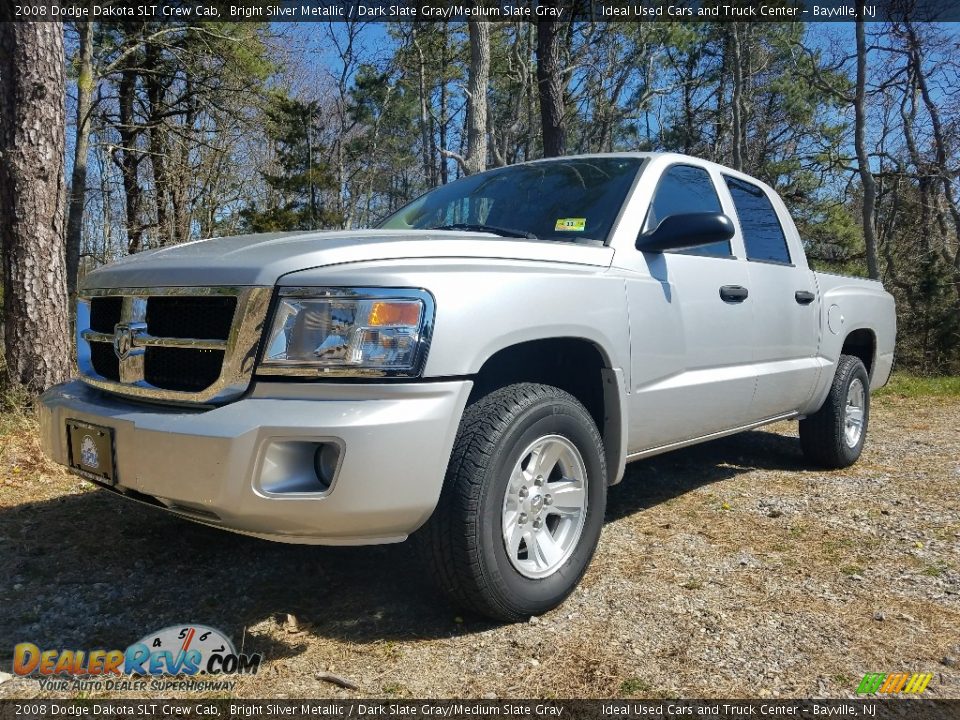 2008 Dodge Dakota SLT Crew Cab Bright Silver Metallic / Dark Slate Gray/Medium Slate Gray Photo #1