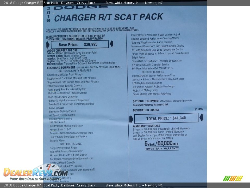 2018 Dodge Charger R/T Scat Pack Destroyer Gray / Black Photo #34