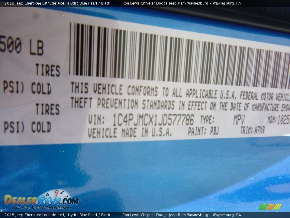 2018 Jeep Cherokee Latitude 4x4 Hydro Blue Pearl / Black Photo #15
