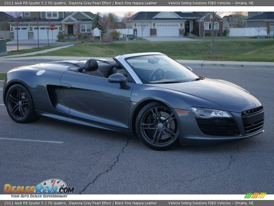 2011 Audi R8 Spyder 5.2 FSI quattro Daytona Grey Pearl Effect / Black Fine Nappa Leather Photo #8