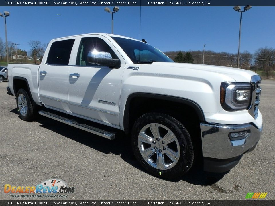 2018 GMC Sierra 1500 SLT Crew Cab 4WD White Frost Tricoat / Cocoa/­Dune Photo #3