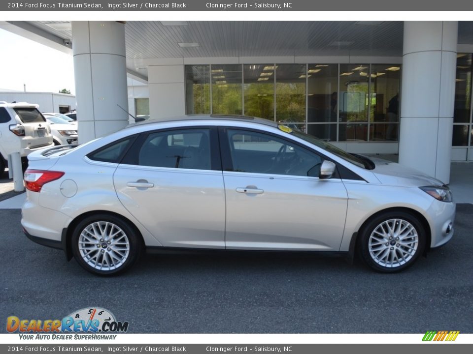 2014 Ford Focus Titanium Sedan Ingot Silver / Charcoal Black Photo #2