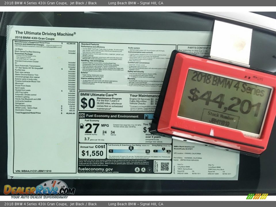 2018 BMW 4 Series 430i Gran Coupe Jet Black / Black Photo #10