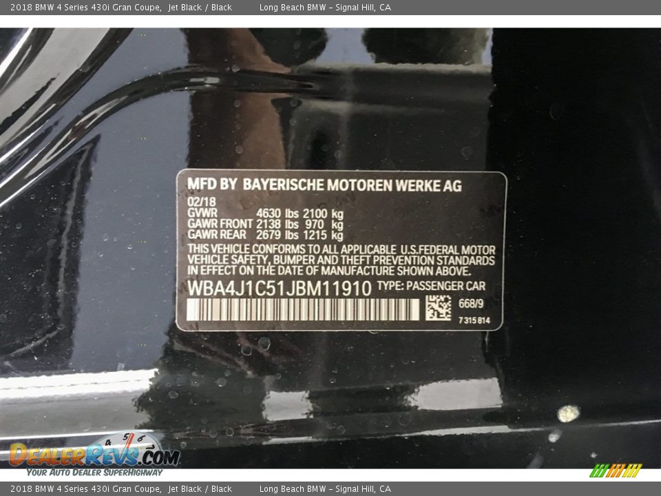 2018 BMW 4 Series 430i Gran Coupe Jet Black / Black Photo #11