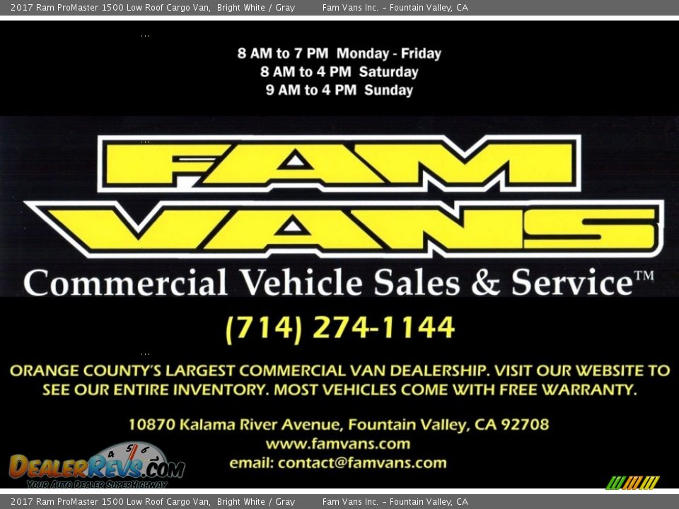 2017 Ram ProMaster 1500 Low Roof Cargo Van Bright White / Gray Photo #16