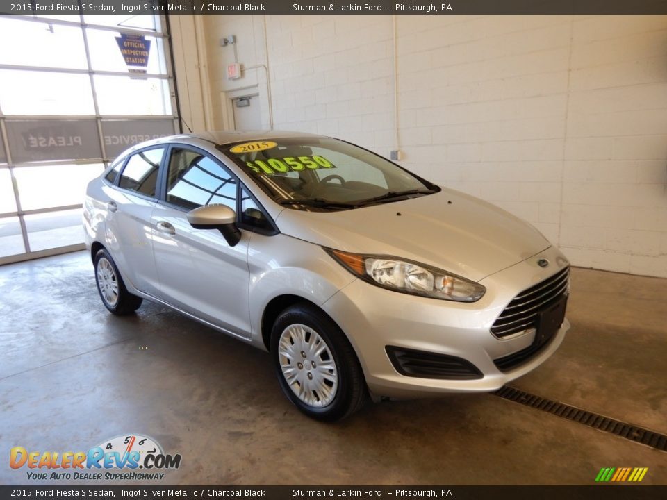 2015 Ford Fiesta S Sedan Ingot Silver Metallic / Charcoal Black Photo #1