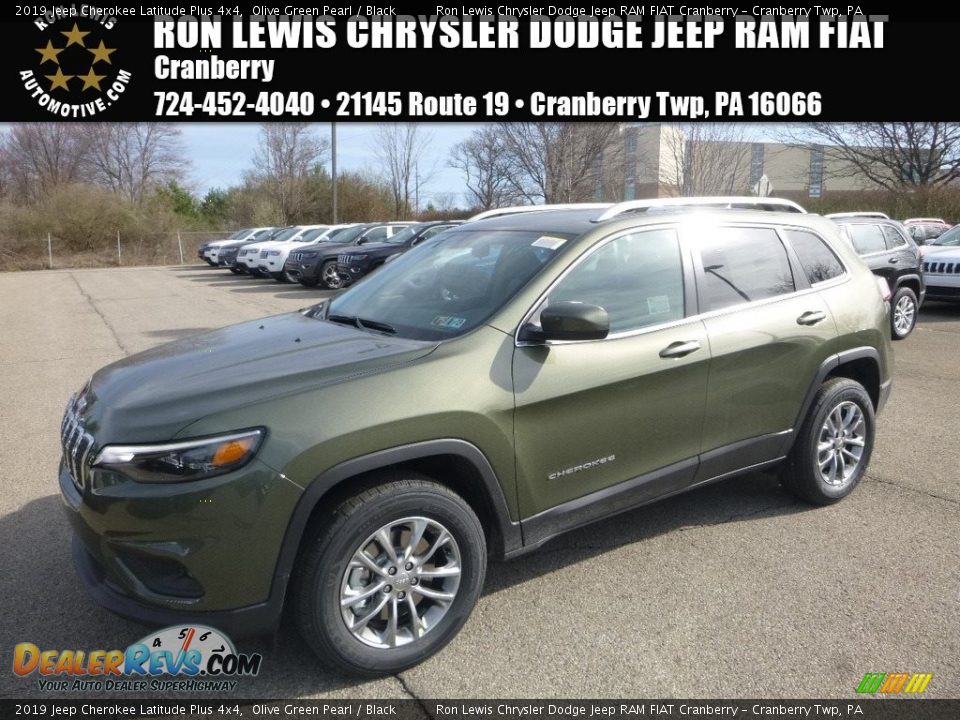 2019 Jeep Cherokee Latitude Plus 4x4 Olive Green Pearl / Black Photo #1