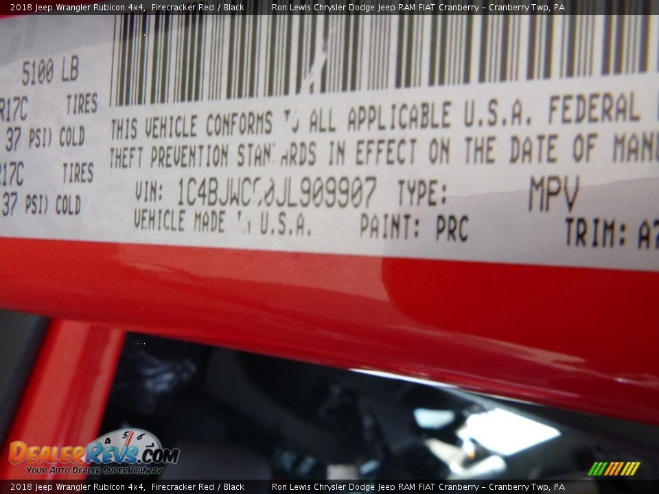 2018 Jeep Wrangler Rubicon 4x4 Firecracker Red / Black Photo #15