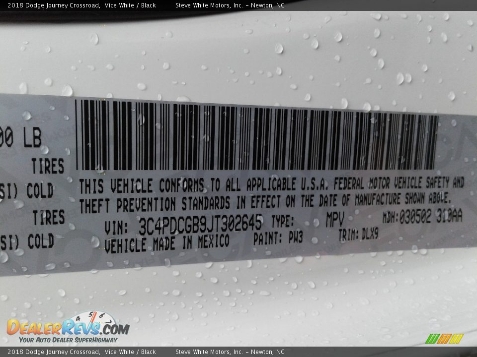 2018 Dodge Journey Crossroad Vice White / Black Photo #33