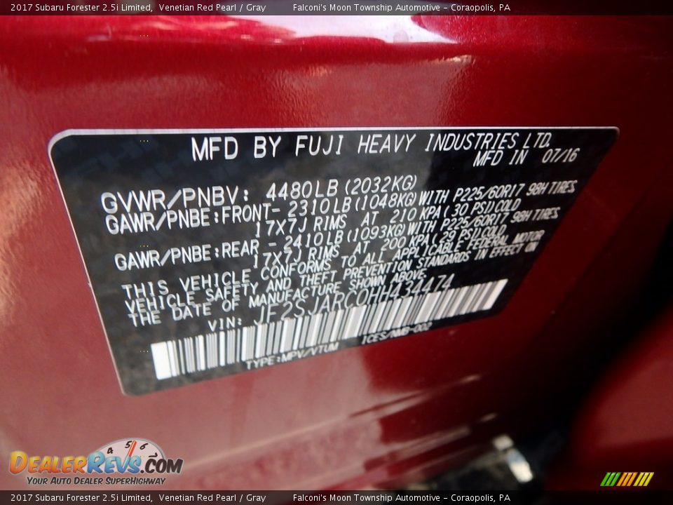 2017 Subaru Forester 2.5i Limited Venetian Red Pearl / Gray Photo #23