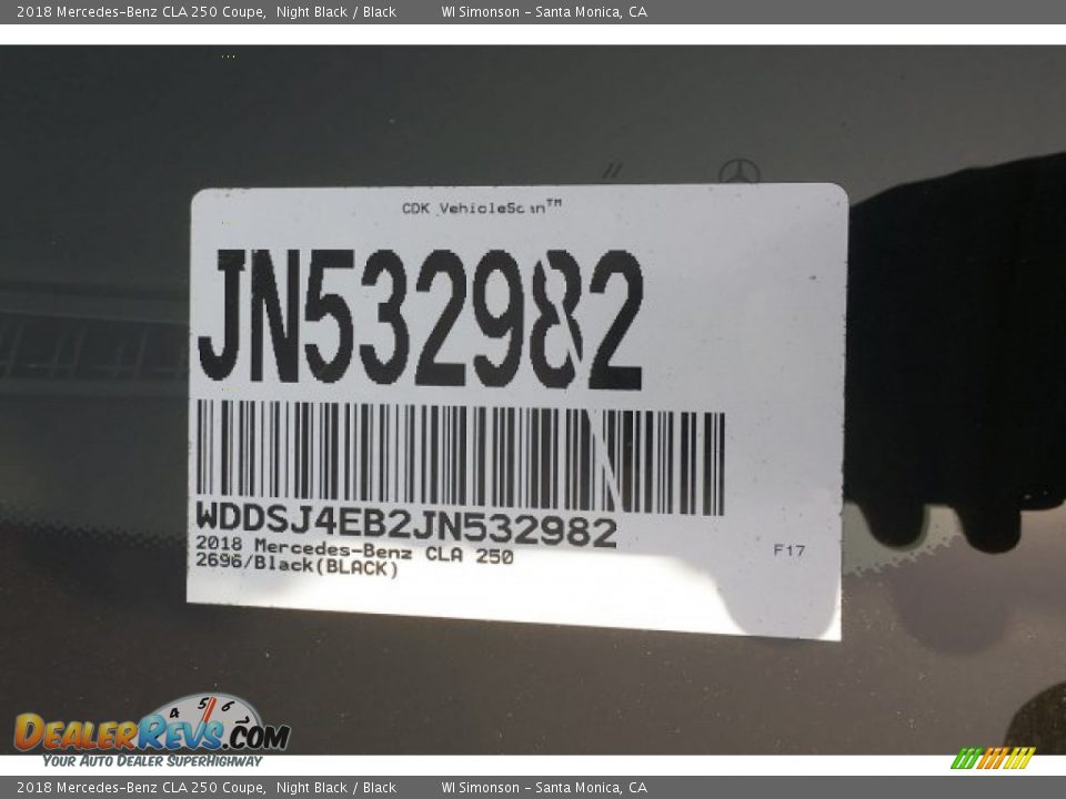 2018 Mercedes-Benz CLA 250 Coupe Night Black / Black Photo #10