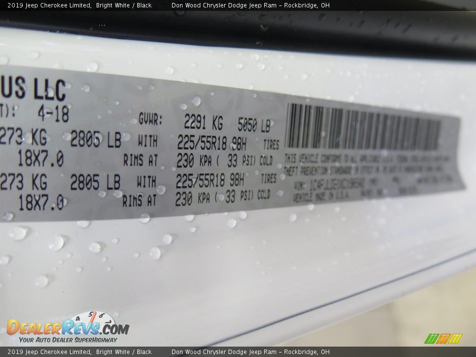 2019 Jeep Cherokee Limited Bright White / Black Photo #34