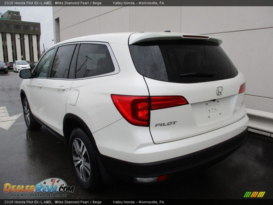 2016 Honda Pilot EX-L AWD White Diamond Pearl / Beige Photo #3