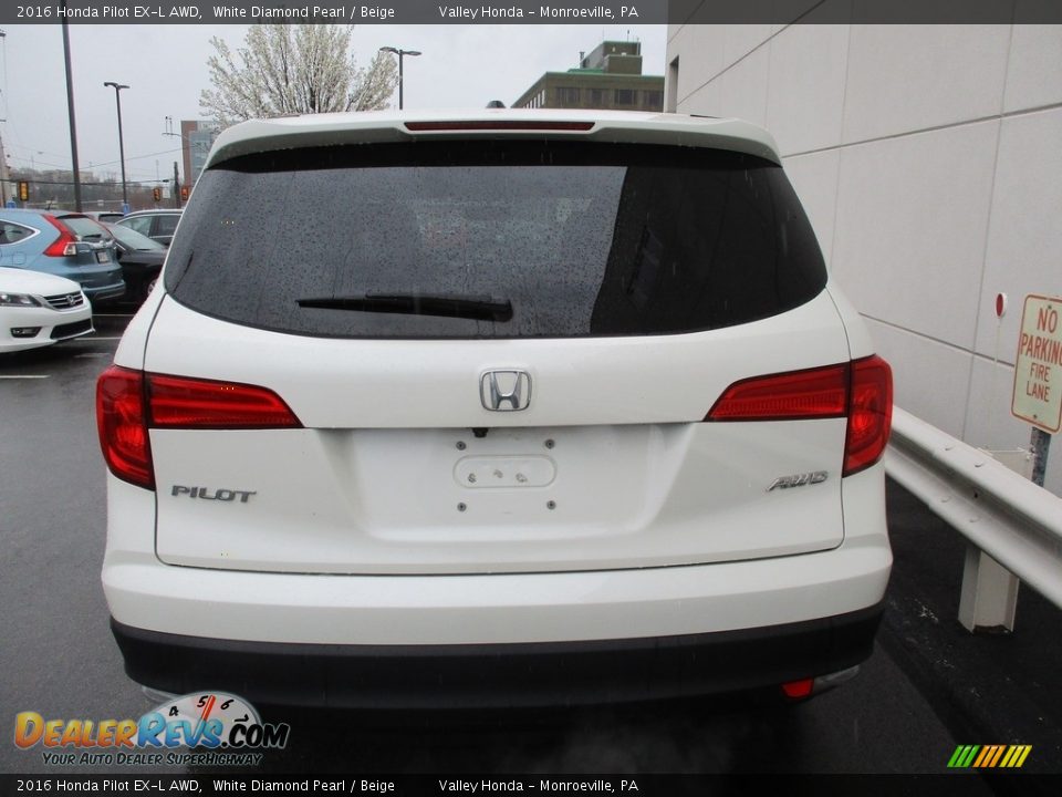 2016 Honda Pilot EX-L AWD White Diamond Pearl / Beige Photo #4