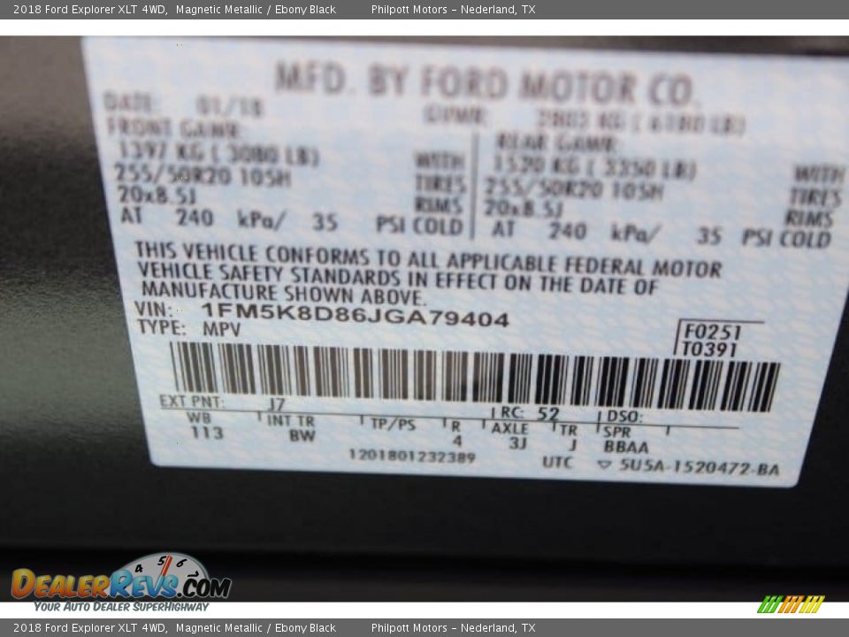 2018 Ford Explorer XLT 4WD Magnetic Metallic / Ebony Black Photo #36