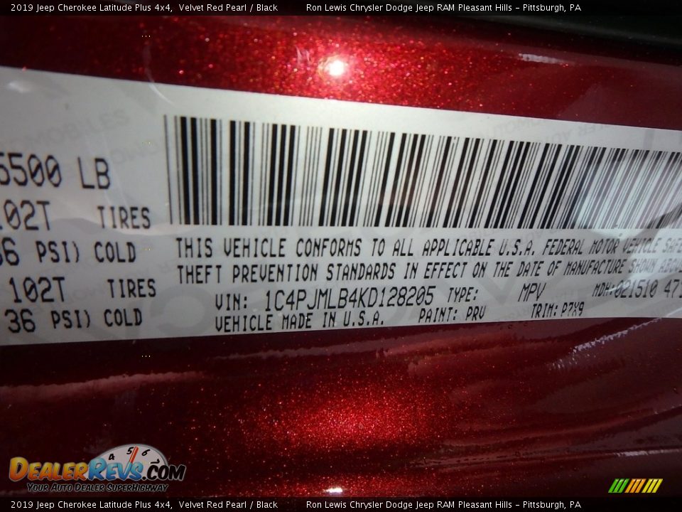 2019 Jeep Cherokee Latitude Plus 4x4 Velvet Red Pearl / Black Photo #14
