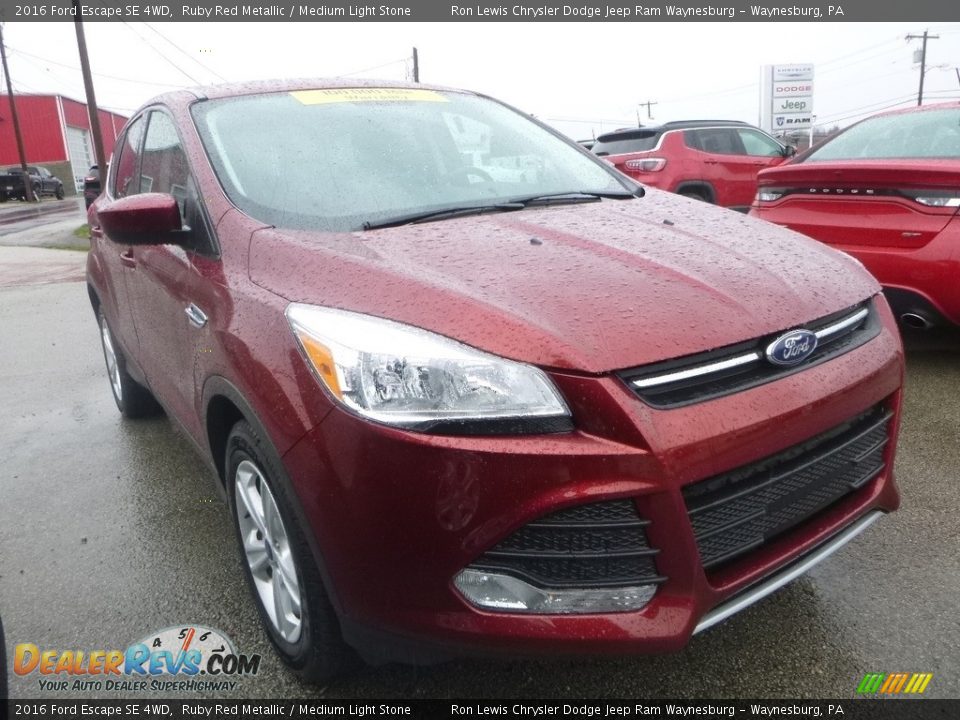2016 Ford Escape SE 4WD Ruby Red Metallic / Medium Light Stone Photo #7
