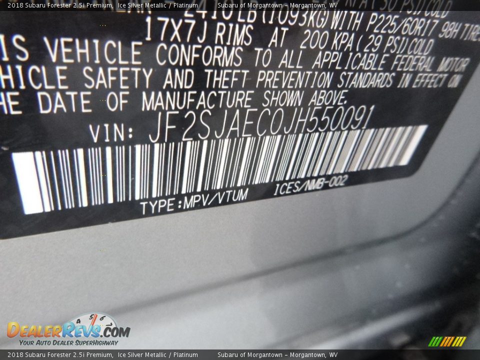 2018 Subaru Forester 2.5i Premium Ice Silver Metallic / Platinum Photo #16
