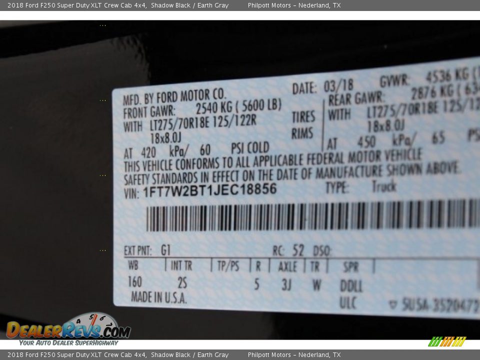 2018 Ford F250 Super Duty XLT Crew Cab 4x4 Shadow Black / Earth Gray Photo #35