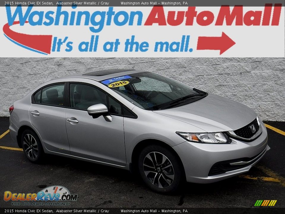 2015 Honda Civic EX Sedan Alabaster Silver Metallic / Gray Photo #1