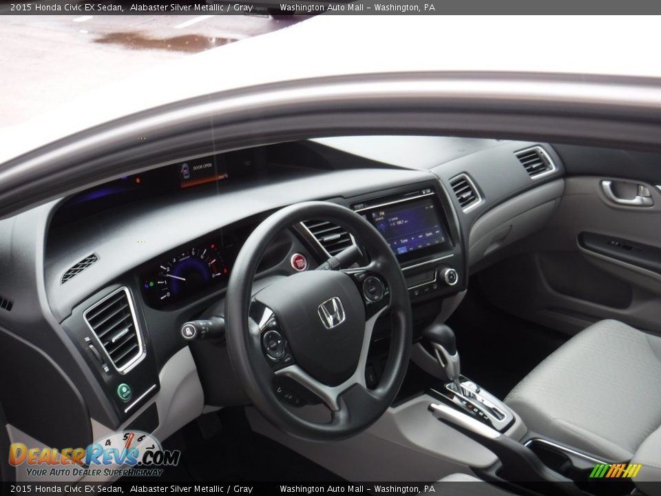 2015 Honda Civic EX Sedan Alabaster Silver Metallic / Gray Photo #12