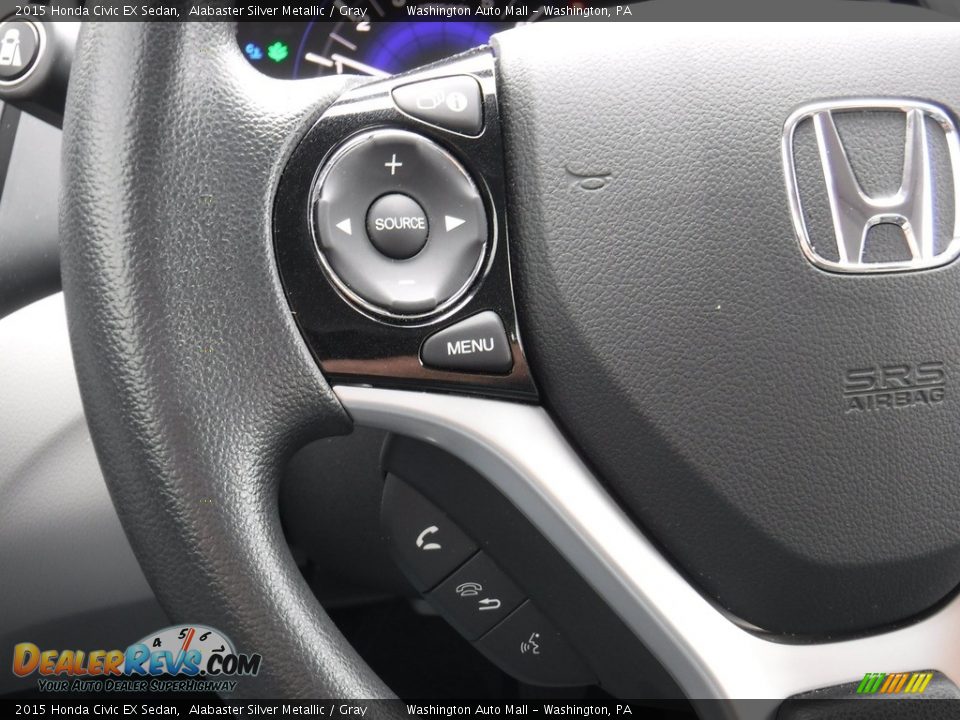2015 Honda Civic EX Sedan Alabaster Silver Metallic / Gray Photo #19