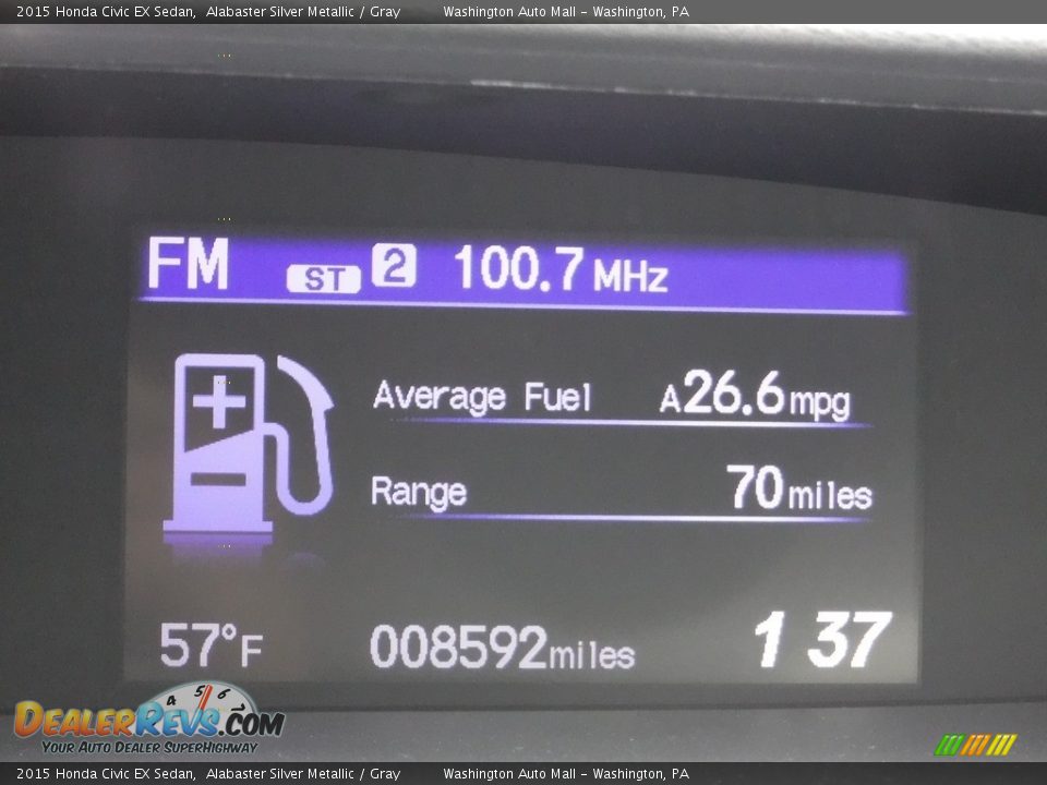 2015 Honda Civic EX Sedan Alabaster Silver Metallic / Gray Photo #25