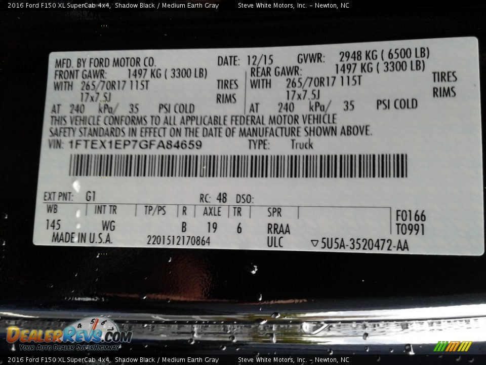 2016 Ford F150 XL SuperCab 4x4 Shadow Black / Medium Earth Gray Photo #27